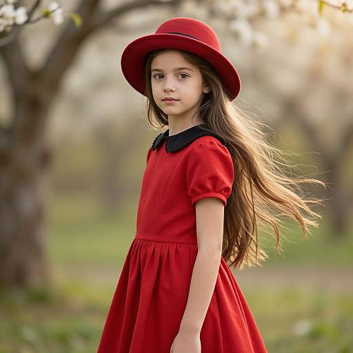 Elegant Young Woman in Red Dress