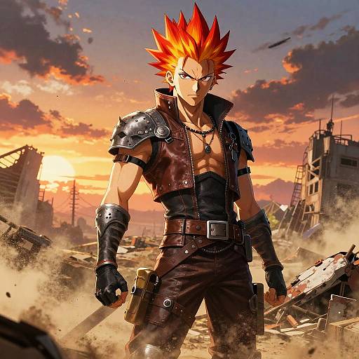 Anime Mohawk Warrior in Wasteland