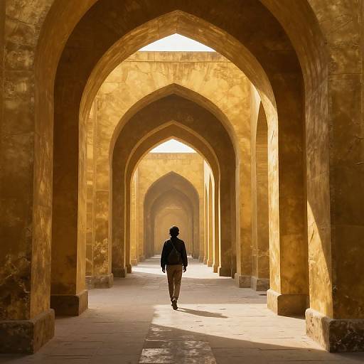 Solitary Walk Through Golden Labyrinth