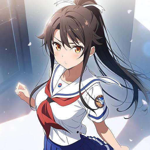 Illustration of Munetani mashiro, high school fleet in the style of Kuroemon