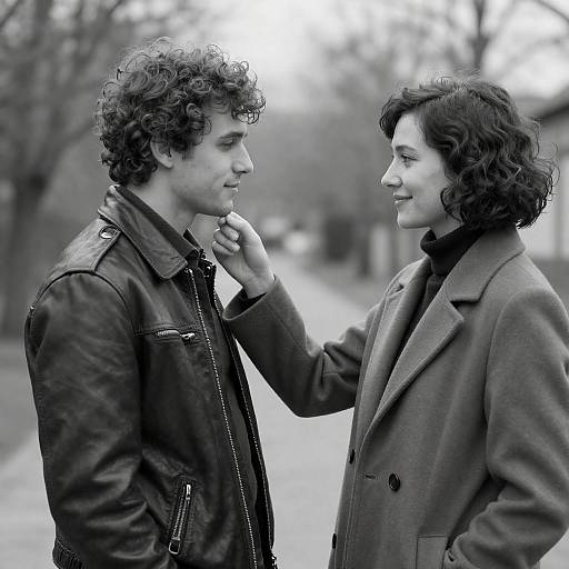 Intimate Black-and-White Outdoor Portrait