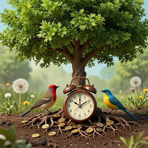 Surreal Inverted Tree with Golden Roots