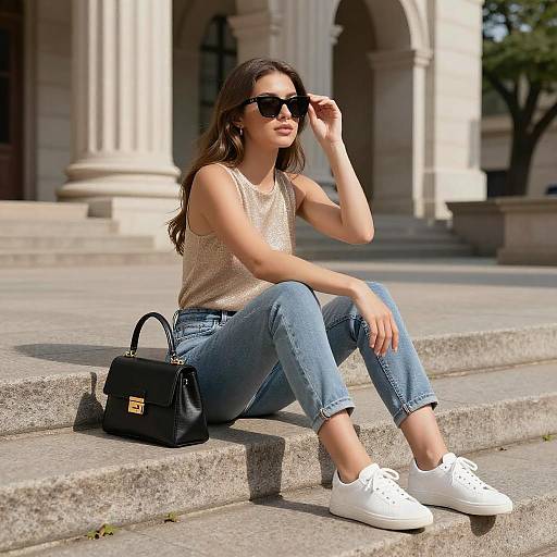 Young Woman on Stone Steps