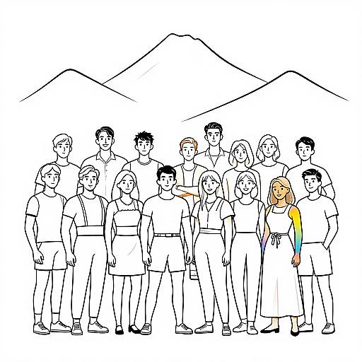 LGBTQ+ Friends Reunion Mountain Lineart