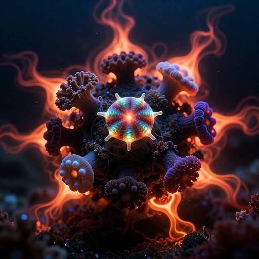 Surreal Bioluminescent Deep-Sea Struggle and Resilience