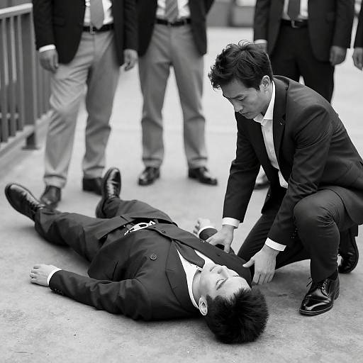 Businessman Helping Unconscious Colleague