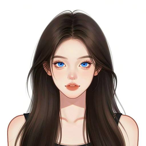 Digital Portrait of Woman with Blue Eyes