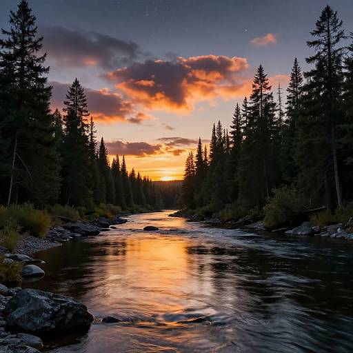 Golden Sunset Over Tranquil River