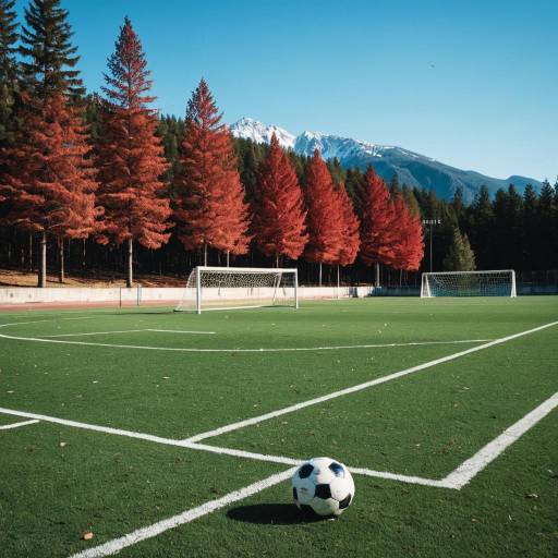 Empty Soccer Field with Autumn Trees