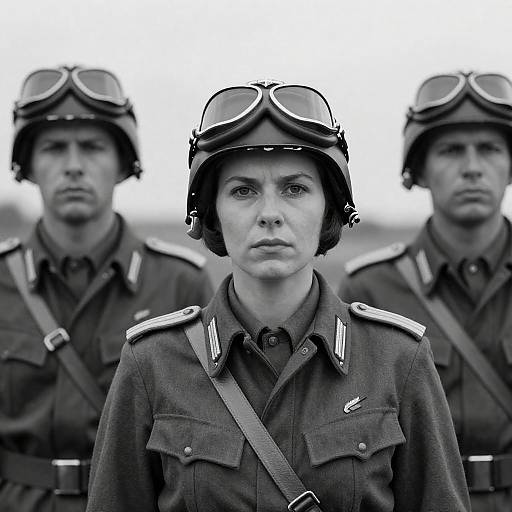 Black-and-White WWII German Soldiers Portrait