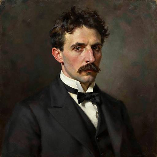 Realistic Oil Portrait of Nikola Tesla