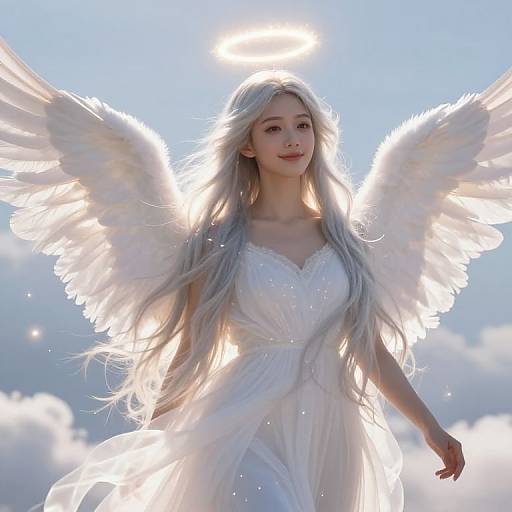 Ethereal Female Angel with Luminous Wings