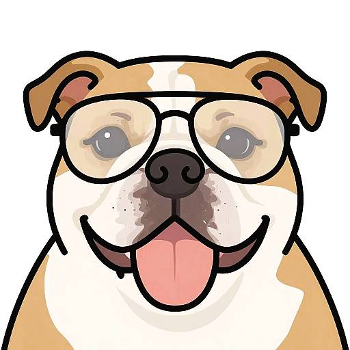 Cheerful Bulldog Cartoon Portrait