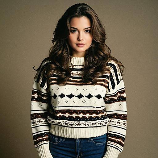 Realistic Vintage Sweater Costume Portrait