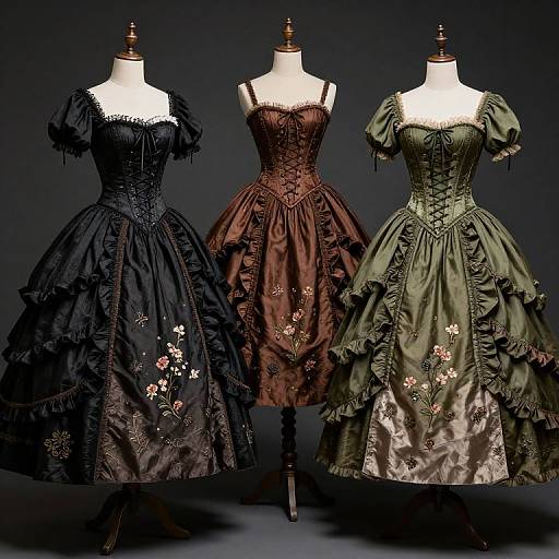 Intricate Steampunk Dresses on Mannequins