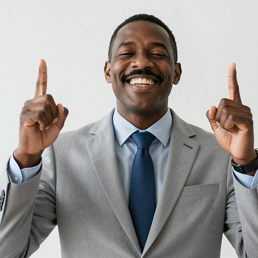 Smiling Black Man in Light Gray Suit