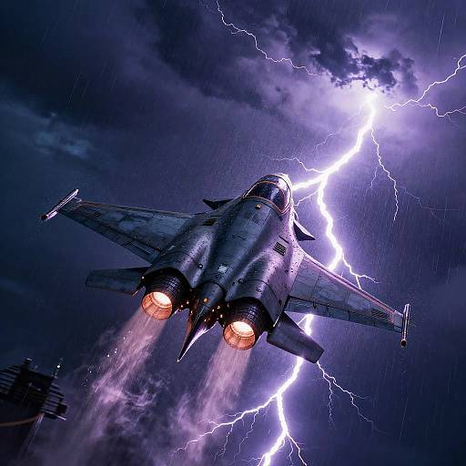Sci-Fi Jet Fighter in Stormy Sky