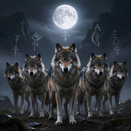 Magical Wolves in Lunar Eclipse
