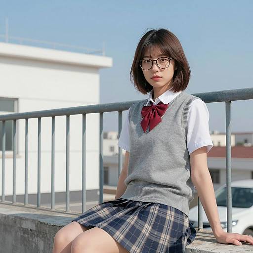 Confident Asian Woman on a Rooftop