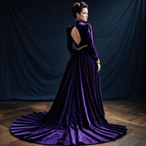 Elegant Woman in Royal Purple Velvet Gown