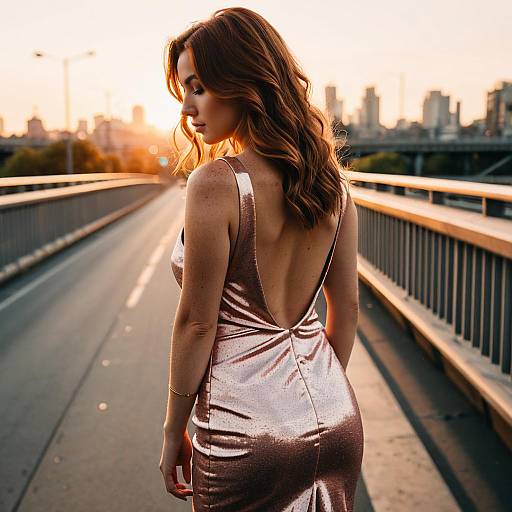 Freckled Woman Fashion Portrait at Sunset