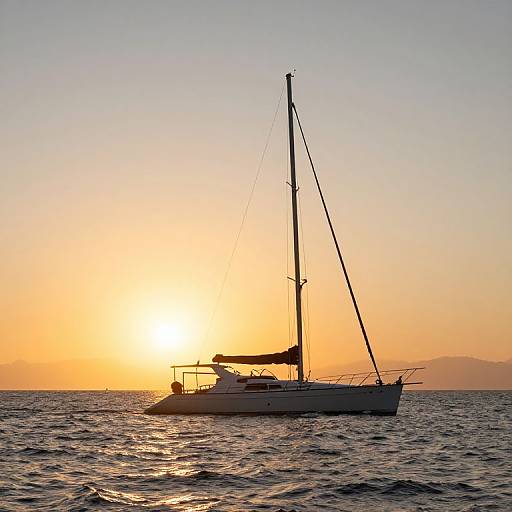 Yacht Sailing Into Golden Sunset