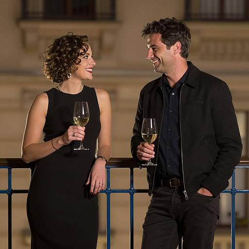 Romantic Balcony Toast Under Dim Lights