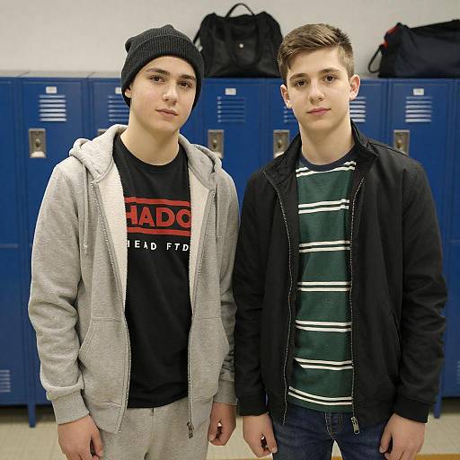 Teenage Friends in Locker Room Setting