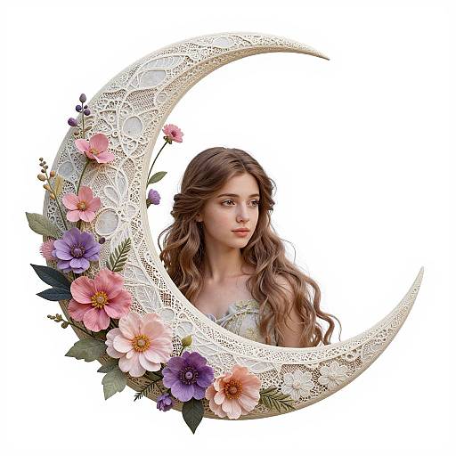 Intricate Fairy Crescent Moon Art