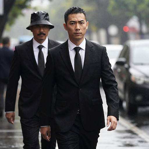 Urban Rainy Day: Two Men in Suits