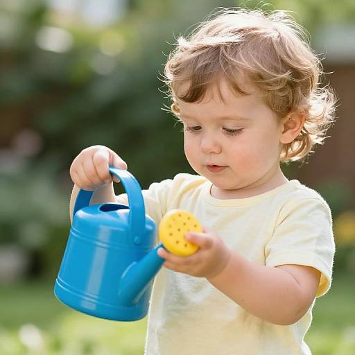 Toddler Watering Plants Outdoors