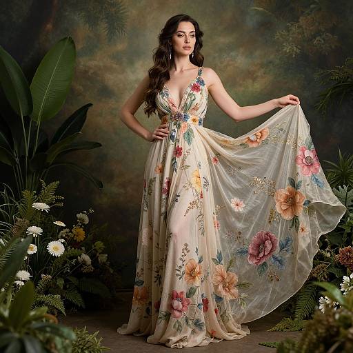 Mythical Woman in Floral Dress