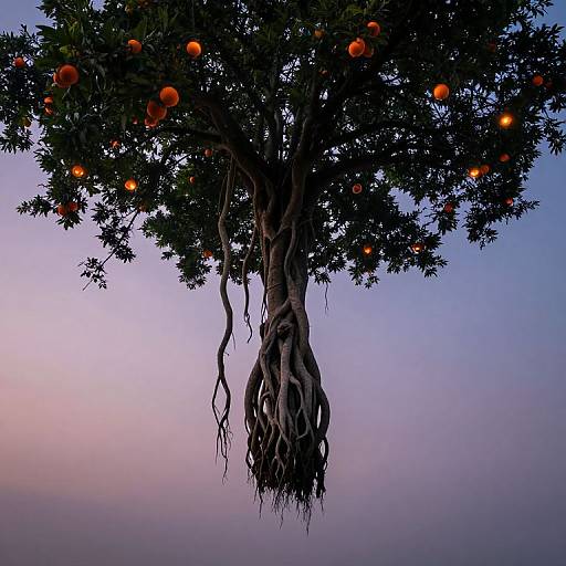 Inverted Tree with Glowing Fruits