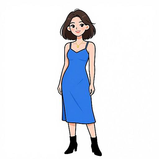Smiling Woman in Minimalist Blue Dress