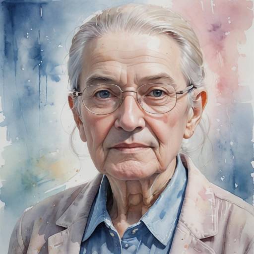 Elegant Watercolor Portrait of Elderly Person
