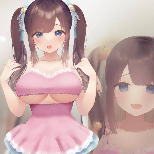 Anime Girl with Twintails in Pink Camisole