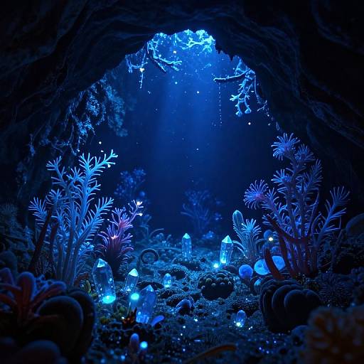 Bioluminescent Underwater Hidden Cave