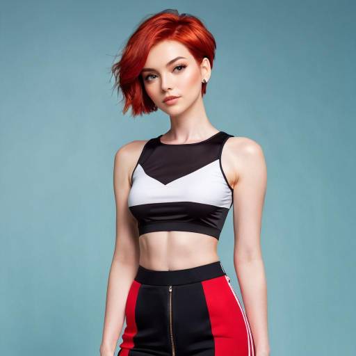 Stylish Woman in Crop Top and Short Hair