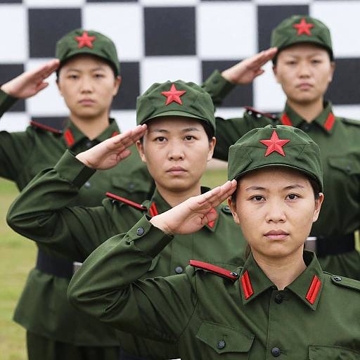 Women in Military Uniforms Saluting