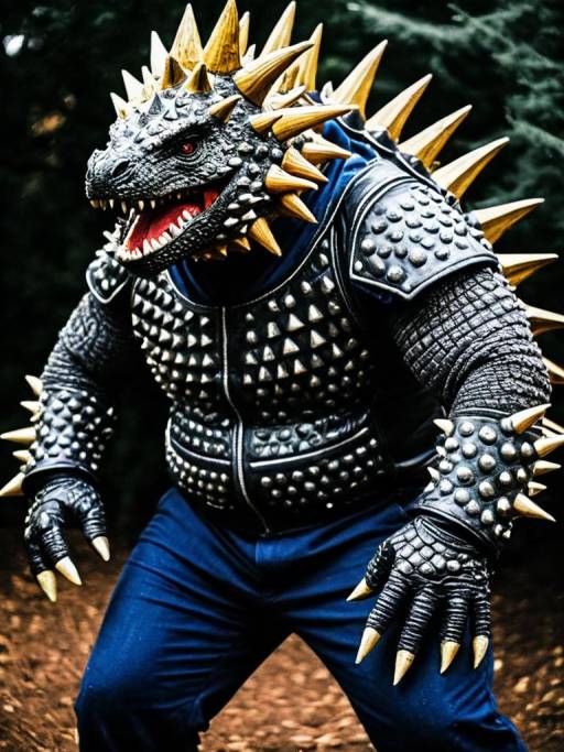 Man in Realistic Anguirus Cosplay Costume
