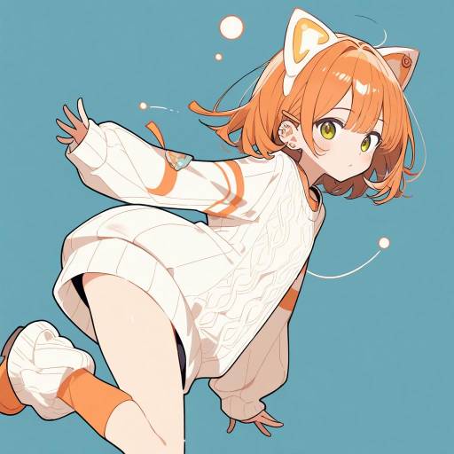 Anime Character in Sweater Dress Spin