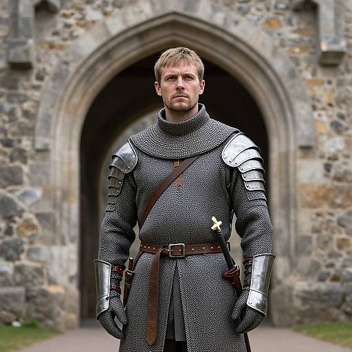 Confident Medieval Warrior in Castle