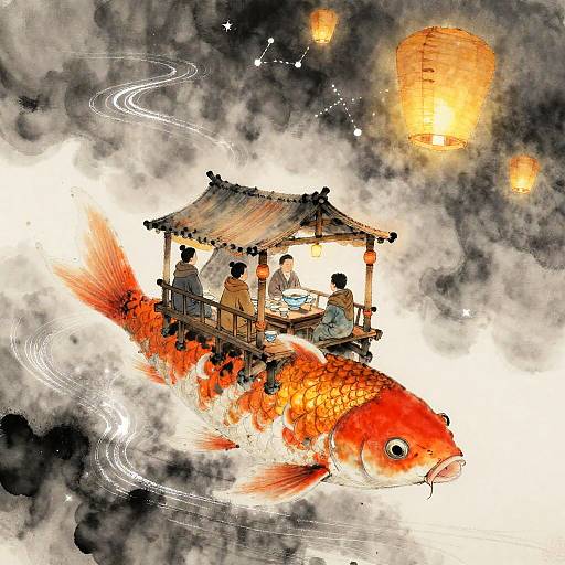 Nomadic Tea House on Giant Koi