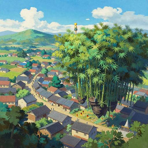 Floating Bamboo Grove: Girl's Imagined Town