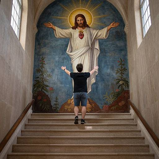 Kawaii Sacred Heart Jesus Climbing