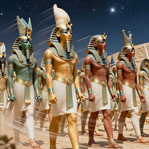 Majestic Ancient Egyptian Deities Procession