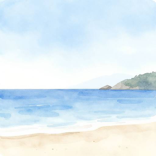 Serene Seaside Watercolor Illustration