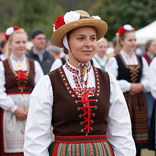 Vibrant Slovak Folk Costume Portrait