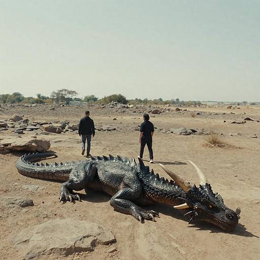 Desert Dragon with Two Dark Figures