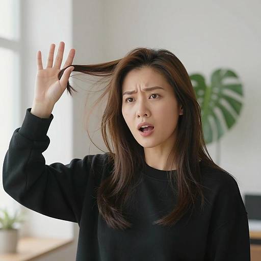 Intense Portrait of Asian Woman Indoors